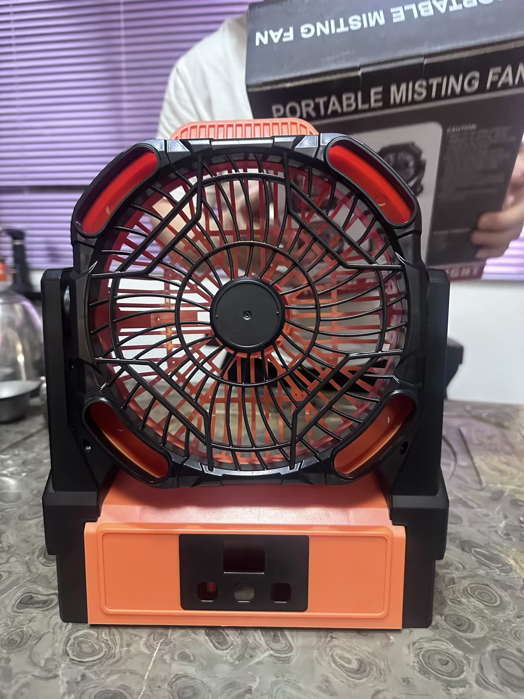 Camping Fan with LED Lantern, 11000mAh Portable Battery Operated Outdoor Fan, Personal Rechargeable Fan for Travel, Hiking, Fishing, Picnic(Orange)