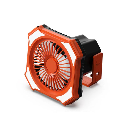 Camping Fan with LED Lantern, 10000mAh Rechargeable Portable Tent Fan with Remote Control, Power Bank, 180°Head Rotation, Perfect Quiet Battery Operated USB Outdoor Fan for Picnic, Barbecue(Orange-black)