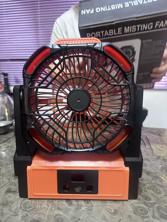 Camping Fan with LED Lantern, 11000mAh Portable Battery Operated Outdoor Fan, Personal Rechargeable Fan for Travel, Hiking, Fishing, Picnic（Orange）