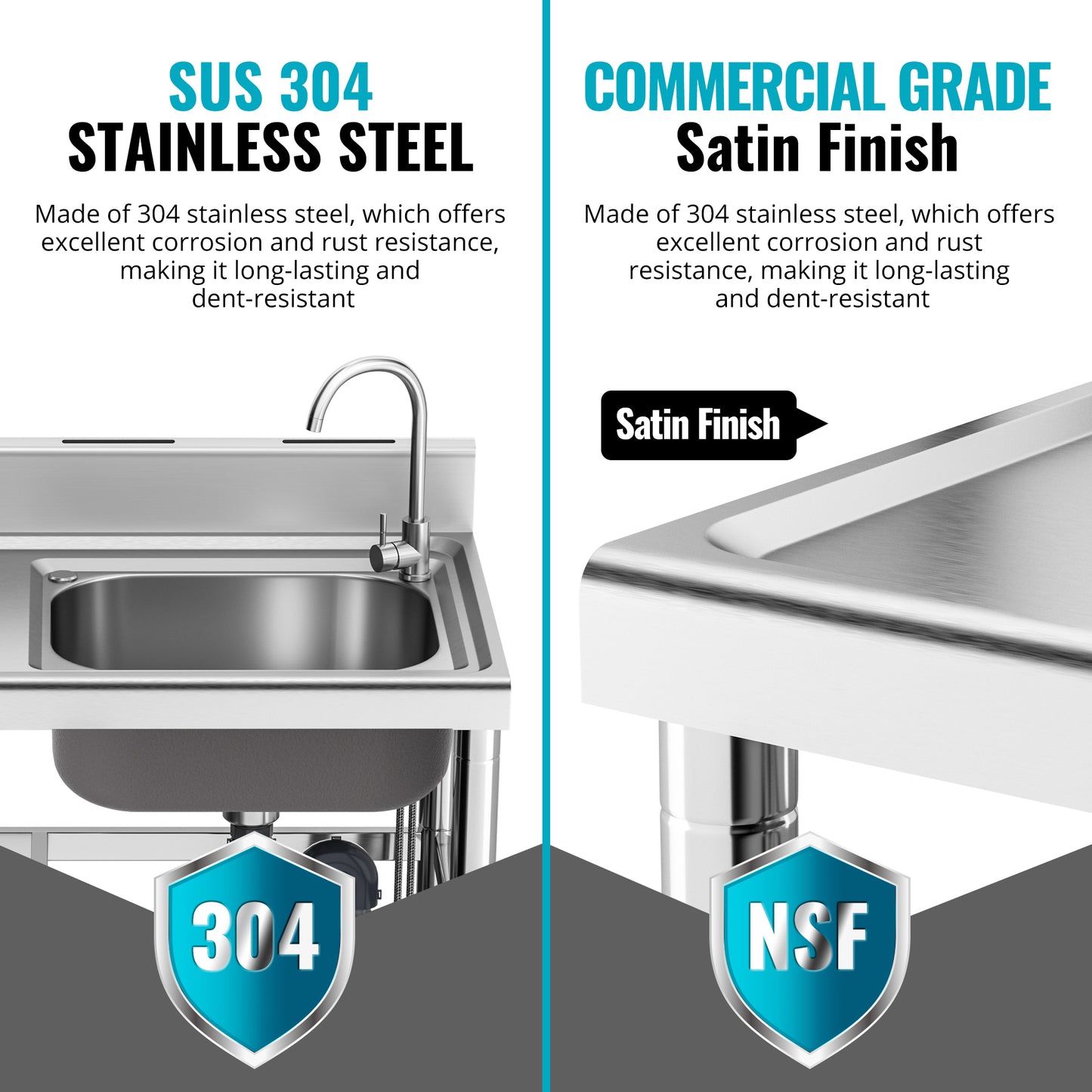 Aiychen Premium quality 304 stainless steel sinks