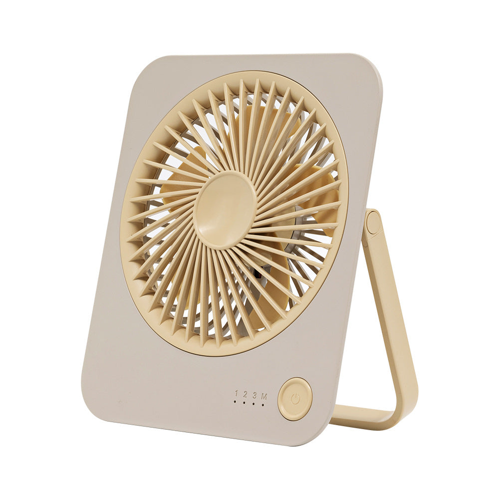 Desk Fan, Ultra Quiet Battery Operated Small USB-C Fan with Strong Wind, 180° Tilt Folding and 4 Speeds Adjustable, Battery Powered Mini Personal Fan for Office Bedroom Desktop-khaki